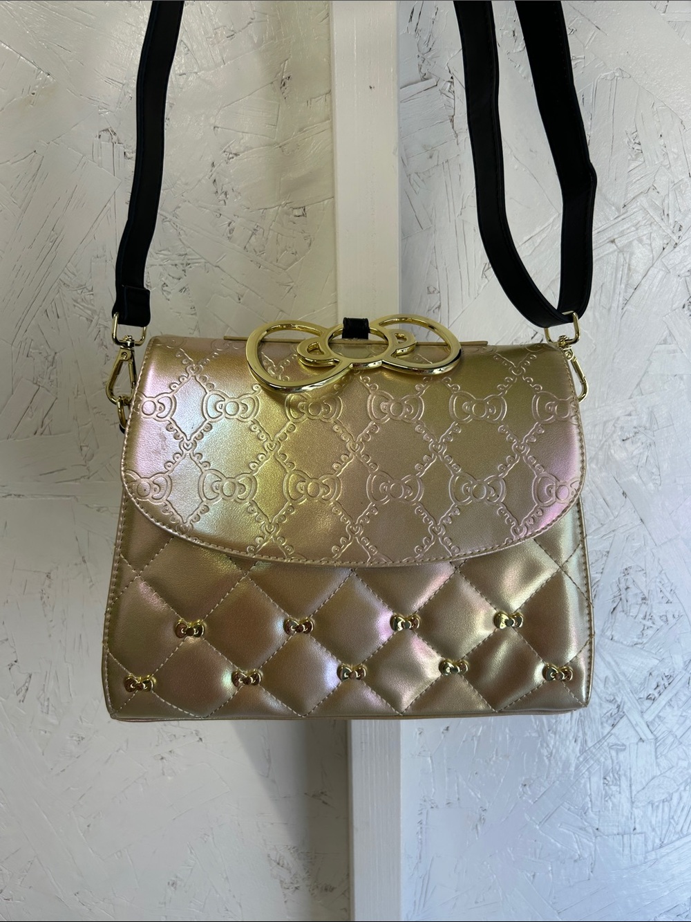 Loungefly Sanrio Iridescent Champagne Quilted Crossbody Bag. 50 Anniversary